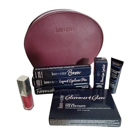 Lune + Aster Fabulous in Five Makeup Set in Bordeaux Bag New in Box Create - Picture 7 of 15